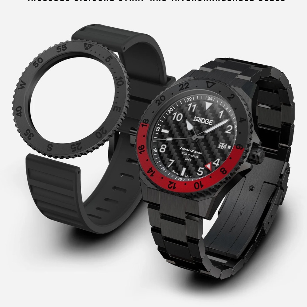 The Ridge Land & Sea GMT Watch 42mm Carbon Fiber